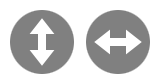 vertical two-pointed arrow on left and horizontal two-pointed arrow on right
